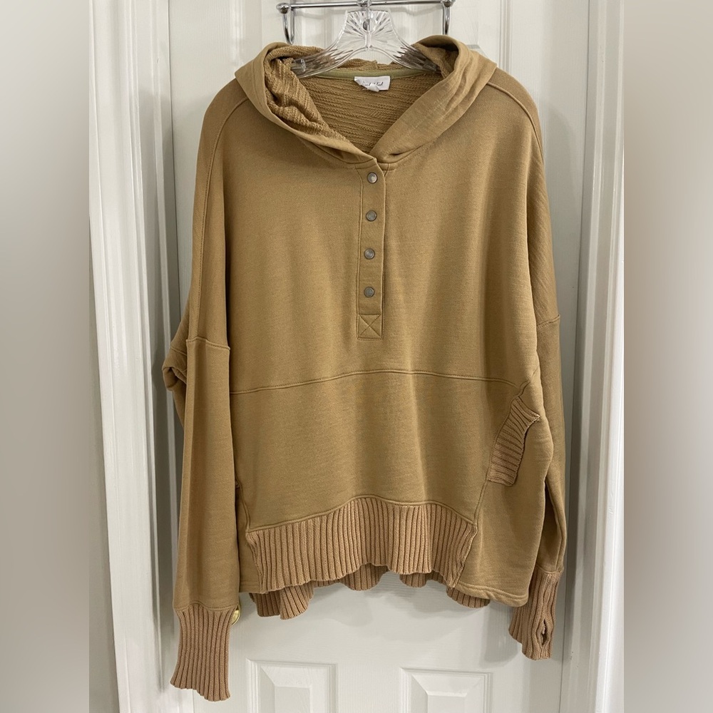 BUCKETLIST Oversized Camel French Terry Hoodie Size S